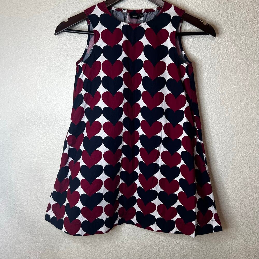 Marimekko x Uniqlo all over heart woven sleeveless dress GIRLS 5-6